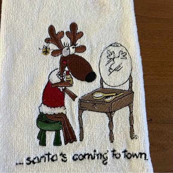 Vintage 1978 Grand Prix by Avanti 3 Christmas Hand Linen Towel New - Picture 3 of 7